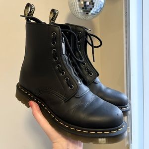 Dr. Martens Black Leather Double Zip 1460 Boots Size 8 EU 39